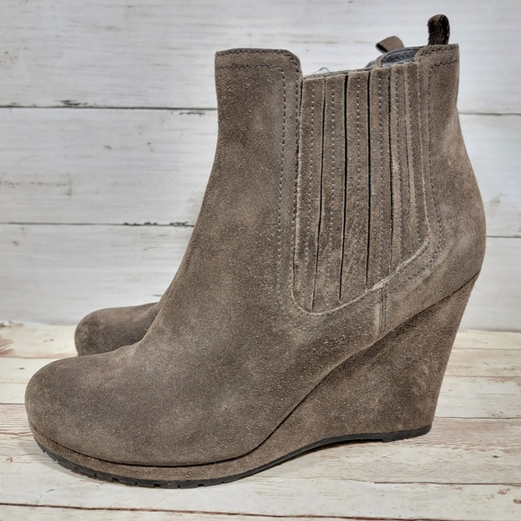 Prada Suede Wedge Boot in Taupe - Picture 1 of 12